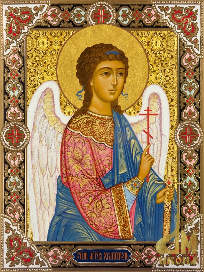Современная православная икона "Ангел-хранитель с крестом и мечом" - купить оптом или в розницу.