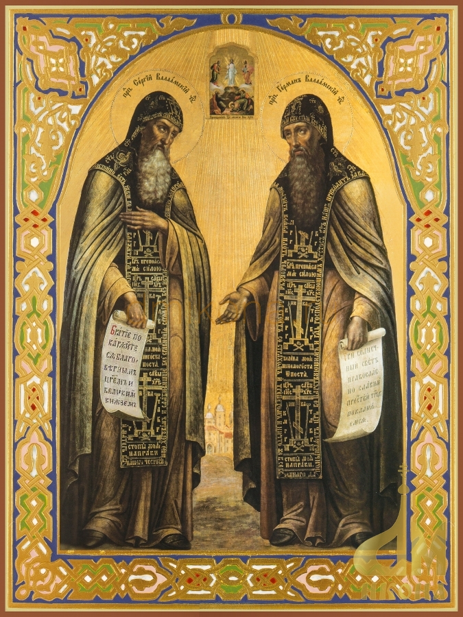 Старинная православная икона "Сергий Валаамский и Герман Валаамский" - купить оптом или в розницу
