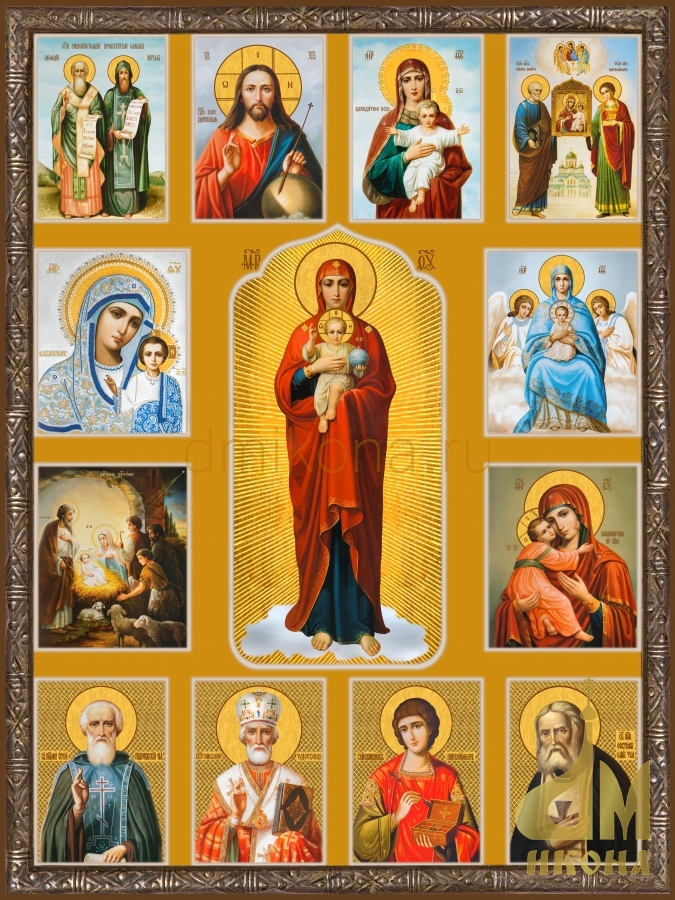 Современная православная икона "Собор с Валаамской Богородицей" - купить оптом или в розницу.