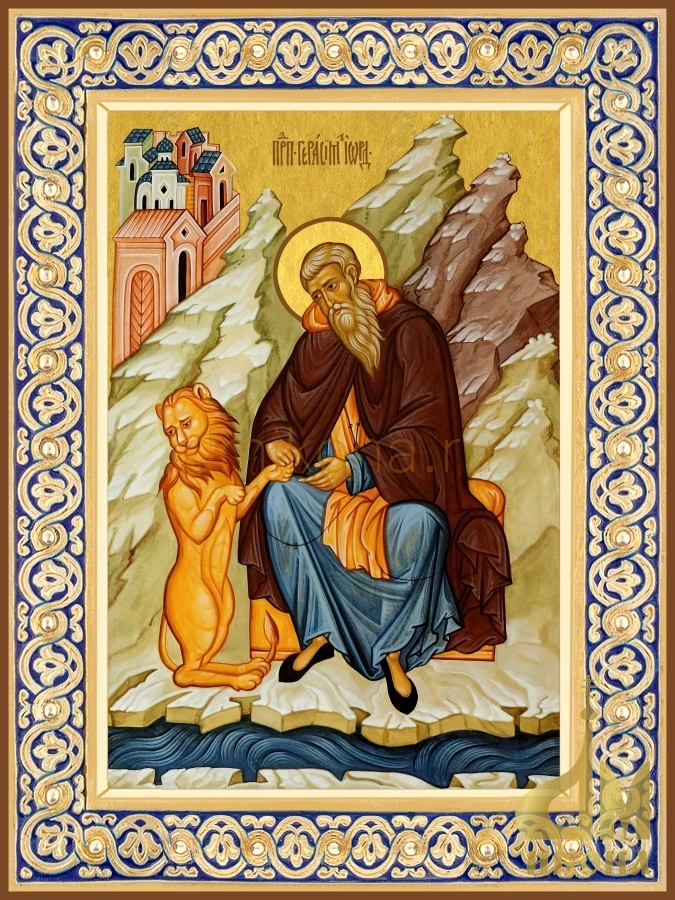 Современная православная икона "Святой преподобный Герасим Иорданский" - купить оптом или в розницу.