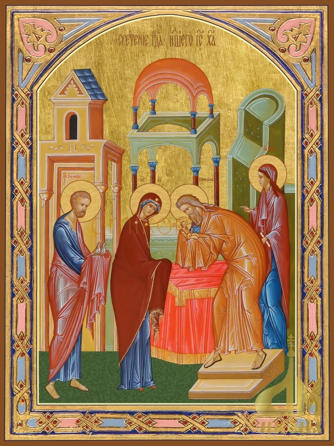 Современная православная икона "Сретение Господне" - купить оптом или в розницу.