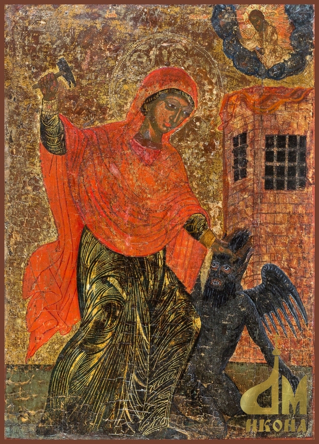 Старинная православная икона "Великомученица Марина Антиохийская" - купить оптом