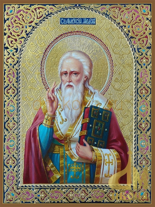 Современная православная икона "Амвросий Медиоланский святитель " - купить оптом или в розницу.