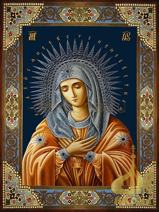 Современная православная икона "Умиление Божией Матери, Дивеевское" - купить икону или купить оптом