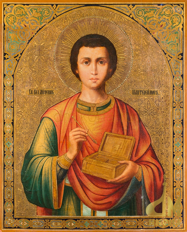 Старинная православная икона "Святой великомученик Пантелеимон" - купить оптом