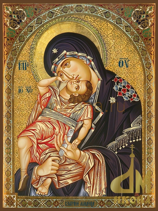Современная православная икона Божией Матери "Взыграние младенца" - купить оптом или в розницу