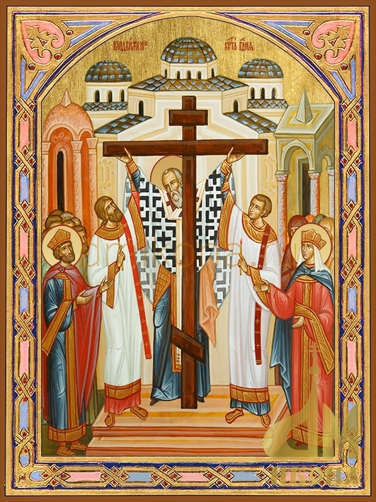 Современная православная икона "Воздвижение Креста Господня" - купить оптом или в розницу.