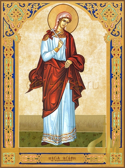 Современная православная  икона "Агафии Панормской (Палермской) мученицы, девы" - купить икону или купить  оптом.