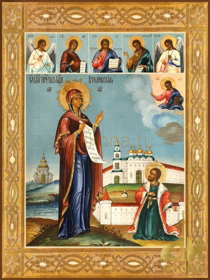 Старинная православная икона "Явление Богоматери святому Андрею Боголюбскому" - купить оптом или в розницу